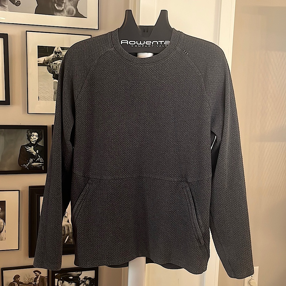 Lululemon At Ease Grey/Charcoal Textured Knit Crew Neck Sweatshirt
